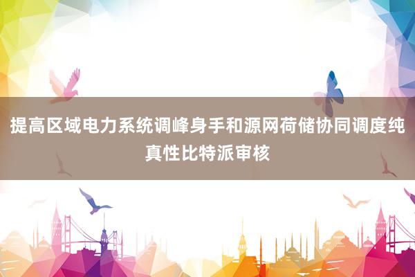 提高区域电力系统调峰身手和源网荷储协同调度纯真性比特派审核