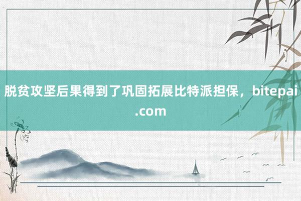 脱贫攻坚后果得到了巩固拓展比特派担保，bitepai.com