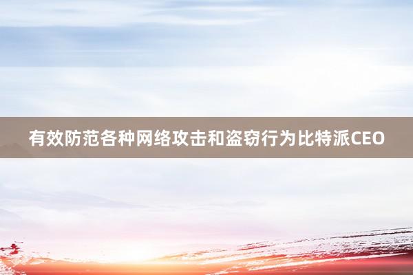 有效防范各种网络攻击和盗窃行为比特派CEO