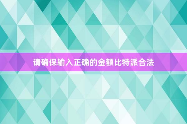 请确保输入正确的金额比特派合法