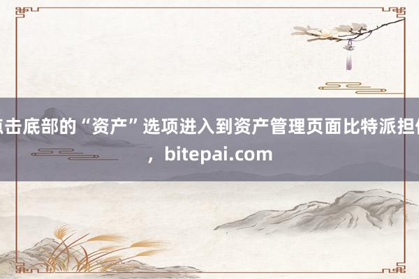 点击底部的“资产”选项进入到资产管理页面比特派担保，bitepai.com