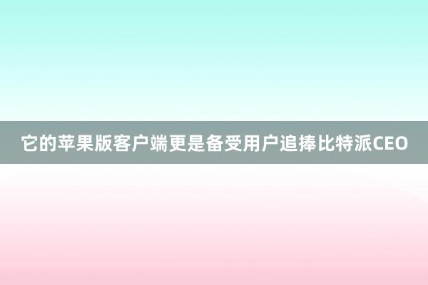 它的苹果版客户端更是备受用户追捧比特派CEO