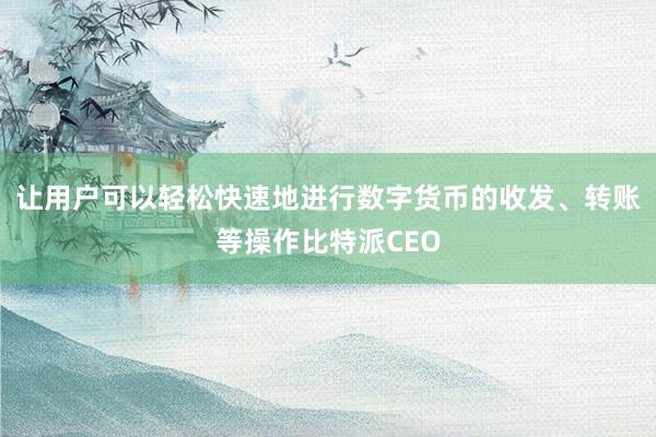 让用户可以轻松快速地进行数字货币的收发、转账等操作比特派CEO