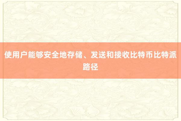 使用户能够安全地存储、发送和接收比特币比特派路径