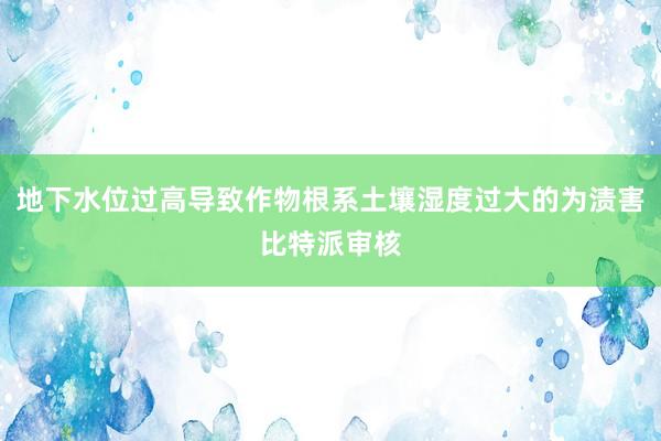 地下水位过高导致作物根系土壤湿度过大的为渍害比特派审核