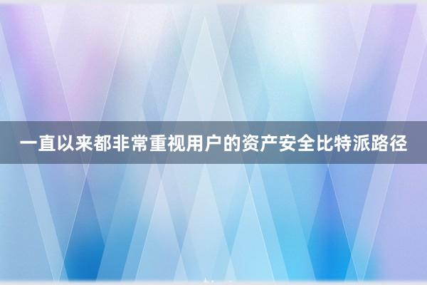 一直以来都非常重视用户的资产安全比特派路径