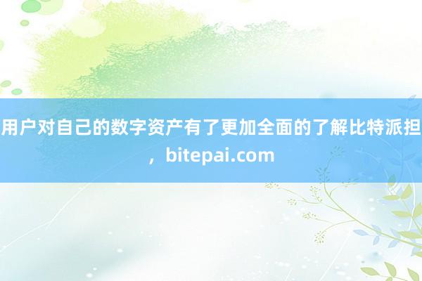 让用户对自己的数字资产有了更加全面的了解比特派担保，bitepai.com