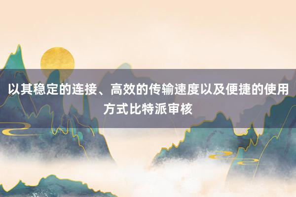 以其稳定的连接、高效的传输速度以及便捷的使用方式比特派审核