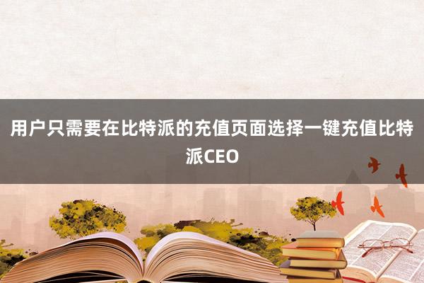 用户只需要在比特派的充值页面选择一键充值比特派CEO