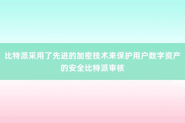 比特派采用了先进的加密技术来保护用户数字资产的安全比特派审核