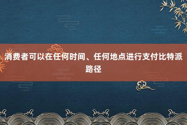 消费者可以在任何时间、任何地点进行支付比特派路径