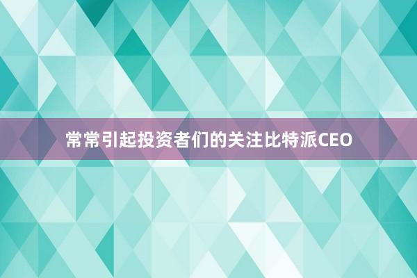 常常引起投资者们的关注比特派CEO