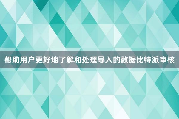 帮助用户更好地了解和处理导入的数据比特派审核