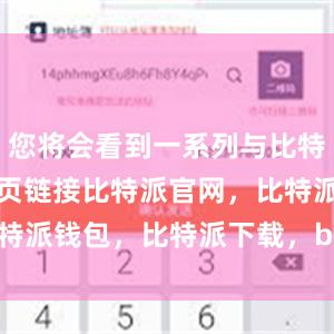 您将会看到一系列与比特派相关的网页链接比特派官网，比特派钱包，比特派下载，bitpie安卓