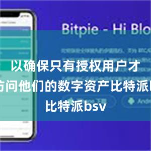 以确保只有授权用户才能访问他们的数字资产比特派bsv