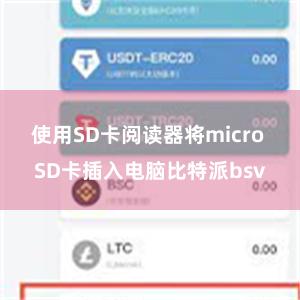 使用SD卡阅读器将micro SD卡插入电脑比特派bsv